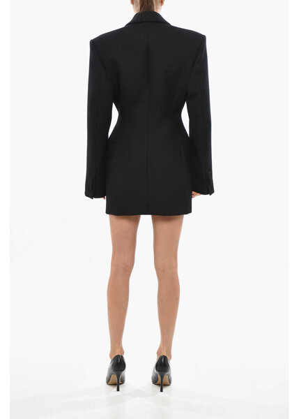 Sacouri WARDROBE.NYC Double-Breasted Sculpted Blazer Dress With Satin Details Black Femei (BM 19436486) 3