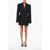 WARDROBE.NYC Double-Breasted Sculpted Blazer Dress With Satin Details Black