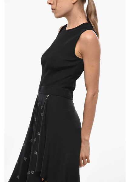 Rochii lungi Givenchy Asymmetric Dress With Monogram Silk Sheer Skirt Black Femei (BM 19436489) 2
