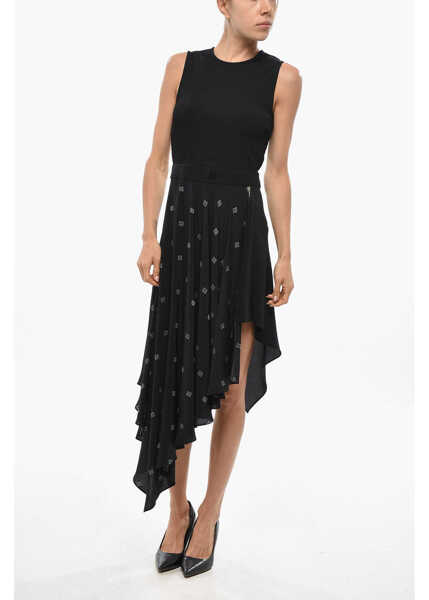 Rochii lungi Givenchy Asymmetric Dress With Monogram Silk Sheer Skirt Black Femei (BM 19436489) 1