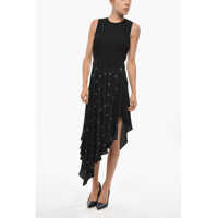 Rochii lungi Asymmetric Dress With Monogram Silk Sheer Skirt Femei