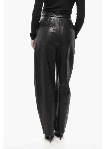 Pantaloni casual Khaite Balloon Fit Leather Pants With Front Pleat Black Femei (BM 19436492) 2