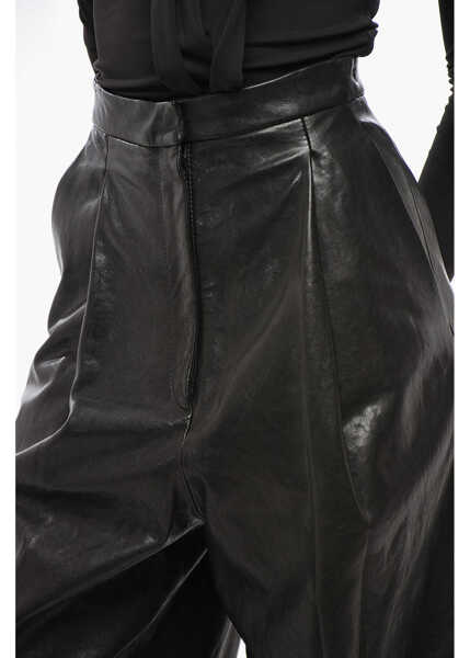 Pantaloni casual Khaite Balloon Fit Leather Pants With Front Pleat Black Femei (BM 19436492) 3