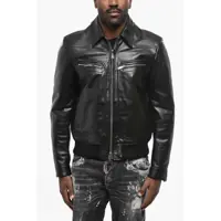 Geci de piele Solid Color Leather Jacket Barbati