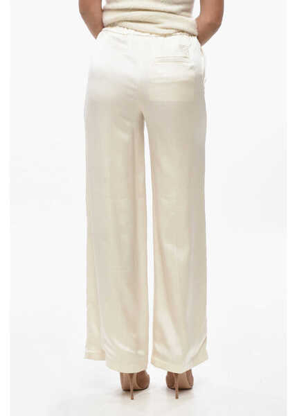 Pantaloni casual Loewe Silk Satin Pyjama Palazzo Pants White Femei (BM 19436513) 2