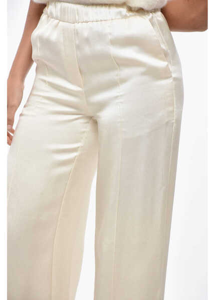 Pantaloni casual Loewe Silk Satin Pyjama Palazzo Pants White Femei (BM 19436513) 3