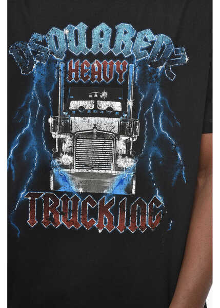 Tricouri DSQUARED2 Front Printed Cool Fit Crew-Neck T-Shirt Black Barbati (BM 19436516) 3