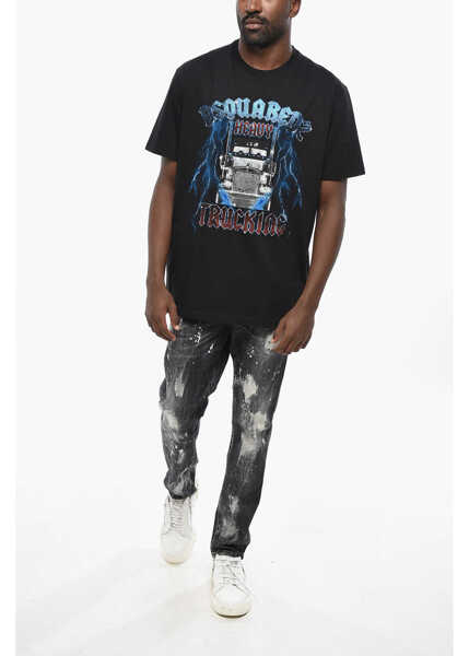 Tricouri DSQUARED2 Front Printed Cool Fit Crew-Neck T-Shirt Black Barbati (BM 19436516) 4