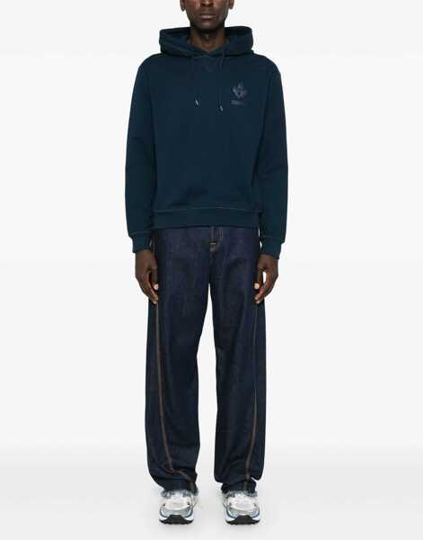 Bluze de trening DSQUARED2 Brushed Cotton Cool Fit Hoodie With Embossed Logo Blue Barbati (BM 19436531) 2