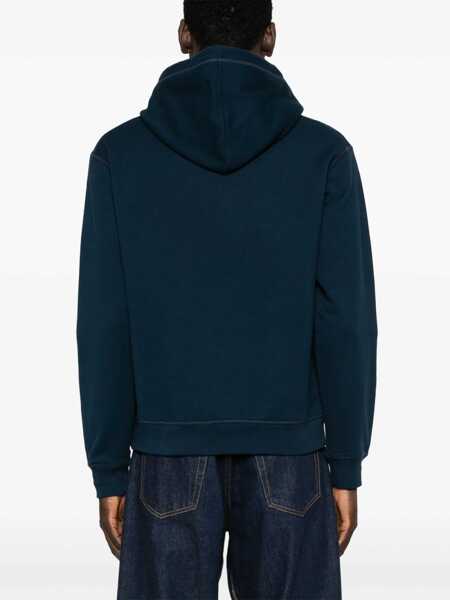 Bluze de trening DSQUARED2 Brushed Cotton Cool Fit Hoodie With Embossed Logo Blue Barbati (BM 19436531) 4