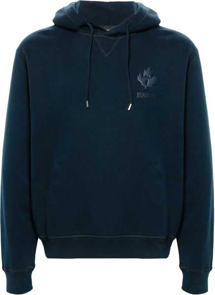 Bluze de trening DSQUARED2 Brushed Cotton Cool Fit Hoodie With Embossed Logo Blue Barbati (BM 19436531) 1