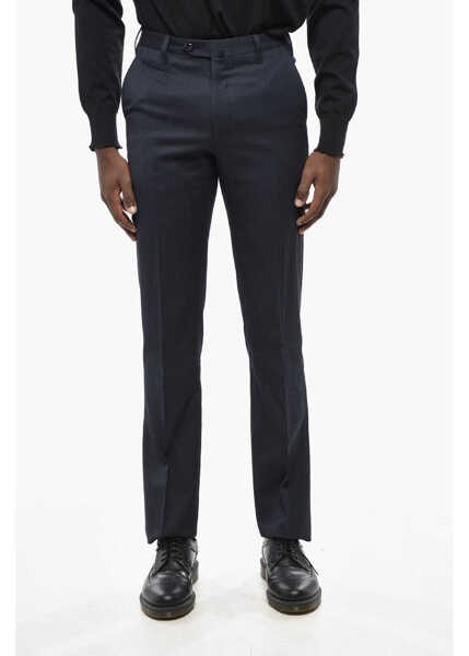 Pantaloni casual CORNELIANI Virgin Wool Solid Color Pants Blue Barbati (BM 19436534) 1