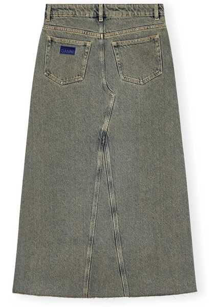 Fuste casual Ganni Denim Skirt With Maxi Frontal Split Beige Femei (BM 19436540) 5