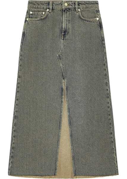 Fuste casual Ganni Denim Skirt With Maxi Frontal Split Beige Femei (BM 19436540) 1