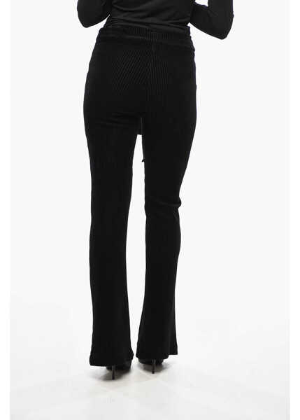 Pantaloni casual AVENUE MONTAIGNE Corduroy Bootcut Pants With Elastic Waistband Black Femei (BM 19436543) 2