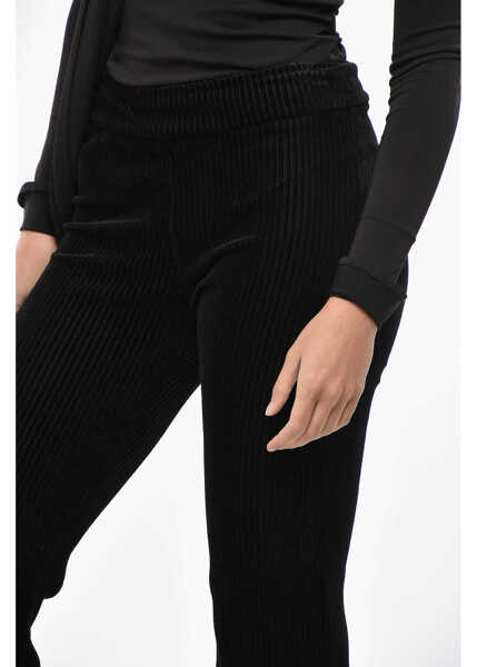 Pantaloni casual AVENUE MONTAIGNE Corduroy Bootcut Pants With Elastic Waistband Black Femei (BM 19436543) 3