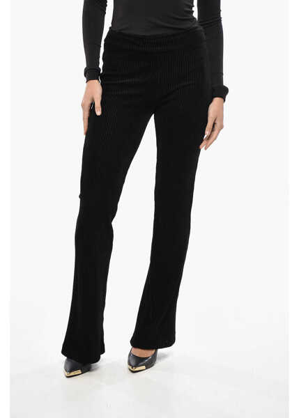 Pantaloni casual AVENUE MONTAIGNE Corduroy Bootcut Pants With Elastic Waistband Black Femei (BM 19436543) 1