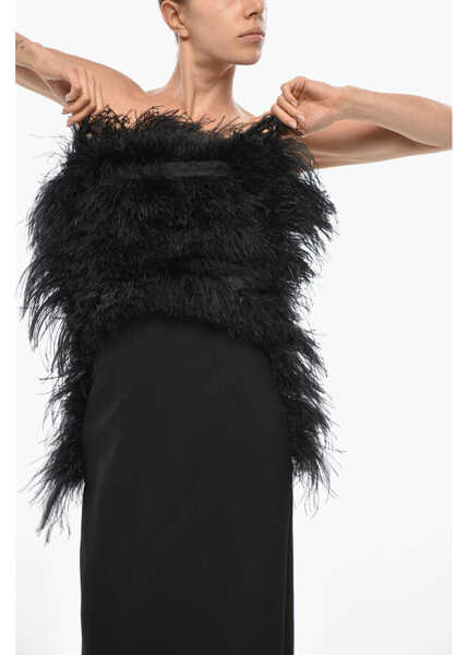 Rochii lungi Max Mara Sportmax Bare Back Midi Dress With Feather Detail Black Femei (BM 19436549) 4