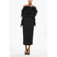 Rochii lungi Sportmax Bare Back Midi Dress With Feather Detail Femei