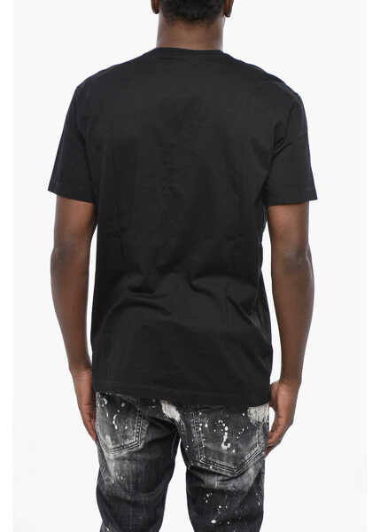 Tricouri DSQUARED2 Solid Color Porn Star Crew-Neck T-Shirt With Frontal Print Black Barbati (BM 19436552) 2