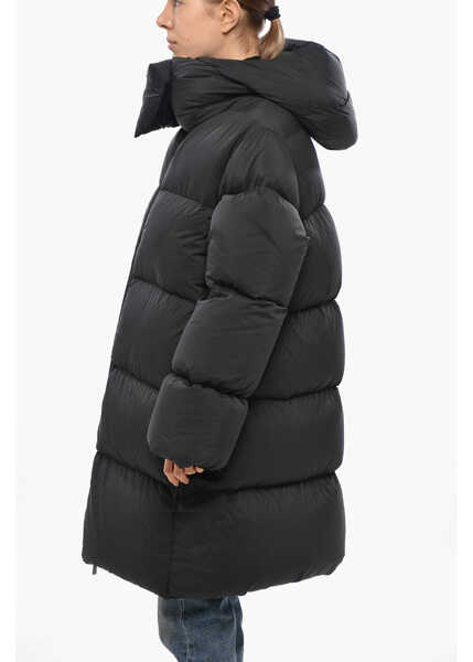 Geci de iarna Bacon Collar-Shaped Hood Storm Down Jacket Black Femei (BM 19436570) 2