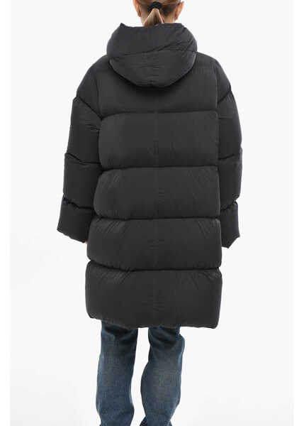 Geci de iarna Bacon Collar-Shaped Hood Storm Down Jacket Black Femei (BM 19436570) 3