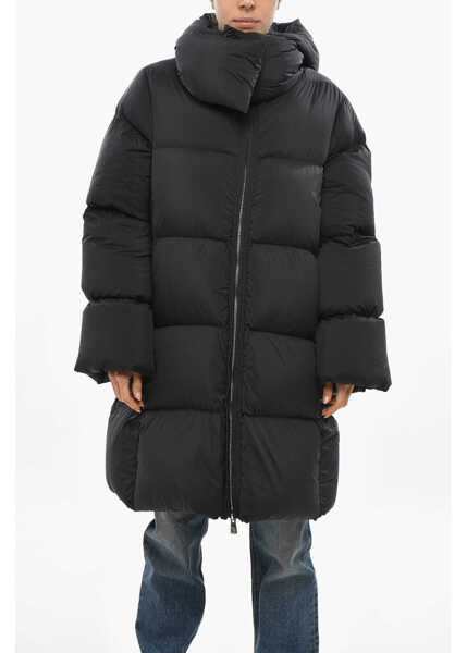 Geci de iarna Bacon Collar-Shaped Hood Storm Down Jacket Black Femei (BM 19436570) 1