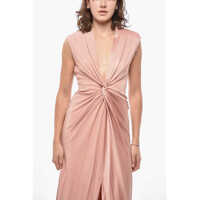 Rochii lungi Max Mara Dama - Rochii lungi Max Mara Satin Pilard Dress With Front Knot Pink Femei (BM 19436573) - B-mall.ro