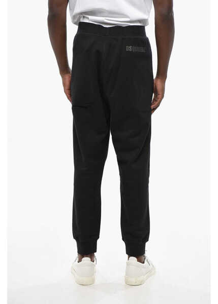 Pantaloni de trening DSQUARED2 Solid Color Relax Dean Fit Joggers With Embossed Logo Black Barbati (BM 19436582) 4