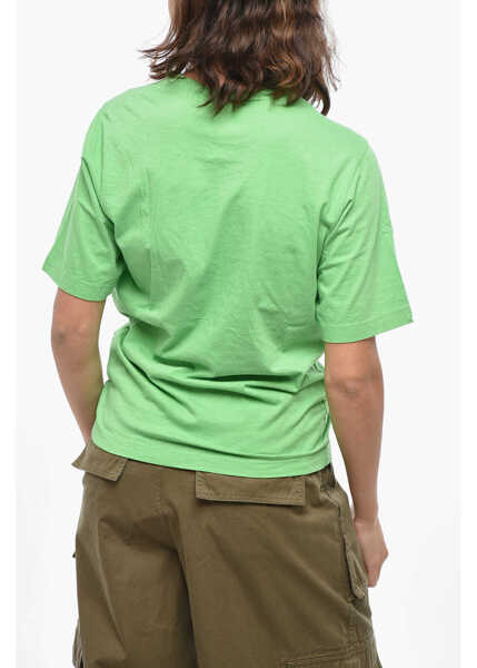 Tricouri DSQUARED2 Solid Color Easy Fit Crew-Neck T-Shirt With Contrasting Logo Green Femei (BM 19436588) 2