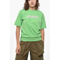 Tricouri Solid Color Easy Fit Crew-Neck T-Shirt With Contrasting Logo Femei