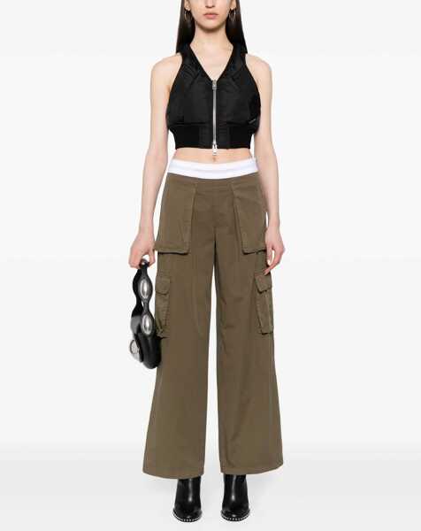 Pantaloni casual Alexander Wang Cotton Cargo Pants With Logo Band Green Femei (BM 19436591) 2