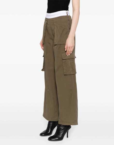 Pantaloni casual Alexander Wang Cotton Cargo Pants With Logo Band Green Femei (BM 19436591) 3