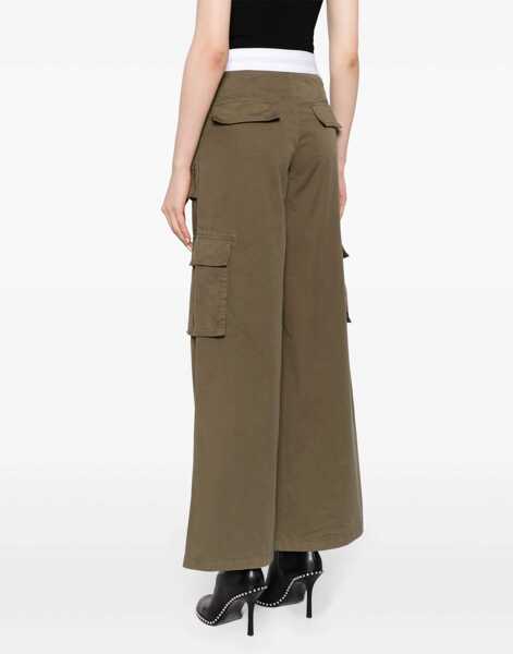 Pantaloni casual Alexander Wang Cotton Cargo Pants With Logo Band Green Femei (BM 19436591) 4