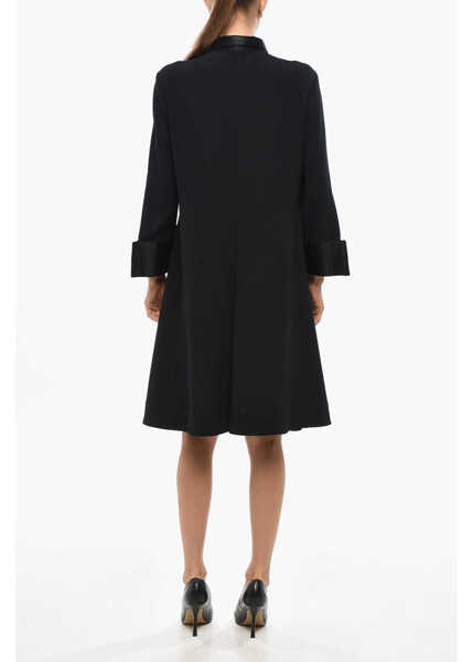 Rochii scurte Balenciaga Flared Shirt Dress With Satin Details Black Femei (BM 19436594) 3
