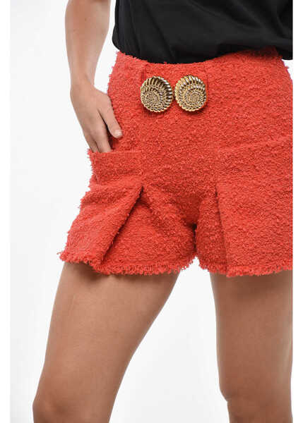 Pantaloni scurti Balmain Tweed Escargot Shorts With Jewel Detail Red Femei (BM 19436606) 3