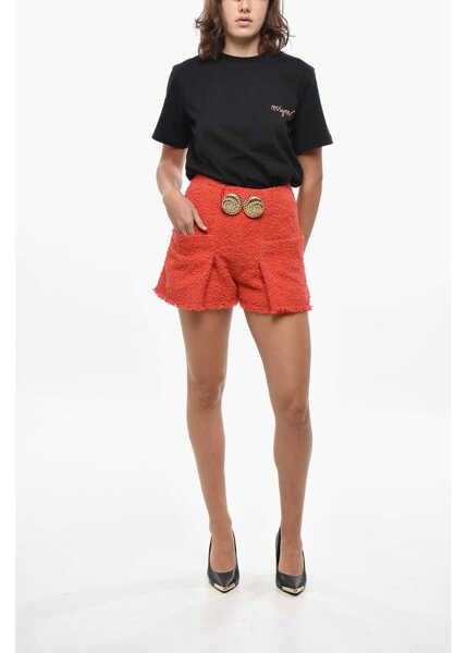 Pantaloni scurti Balmain Tweed Escargot Shorts With Jewel Detail Red Femei (BM 19436606) 4