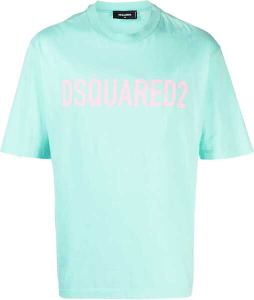 Tricouri DSQUARED2 Logo Printed Loose Fit Crew-Neck T-Shirt Light Blue Barbati (BM 19436612) 1