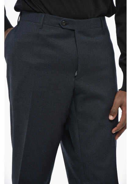 Pantaloni casual CORNELIANI Virgin Wool And Cotton Pants With Raw-Cut Bottom Blue Barbati (BM 19436615) 2