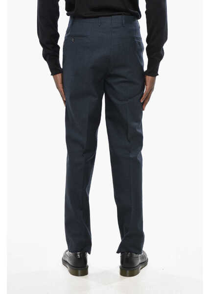 Pantaloni casual CORNELIANI Virgin Wool And Cotton Pants With Raw-Cut Bottom Blue Barbati (BM 19436615) 4
