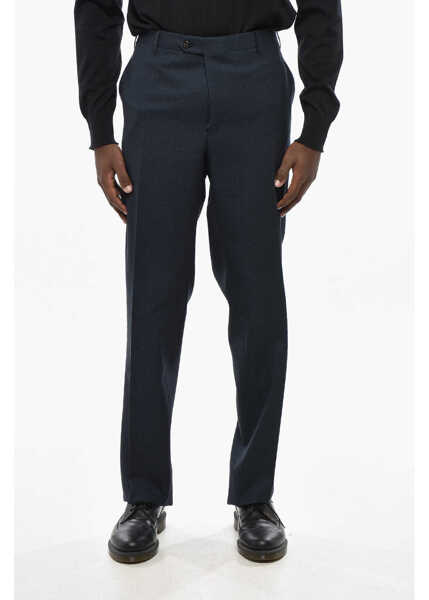 Pantaloni casual CORNELIANI Virgin Wool And Cotton Pants With Raw-Cut Bottom Blue Barbati (BM 19436615) 1