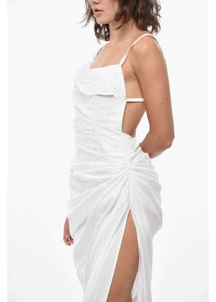 Rochii lungi JACQUEMUS Draped Saudade Midi Dress With Bare Back Design White Femei (BM 19436618) 3