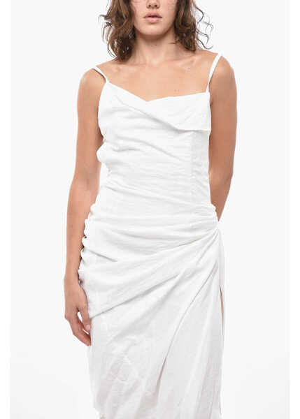 Rochii lungi JACQUEMUS Draped Saudade Midi Dress With Bare Back Design White Femei (BM 19436618) 4