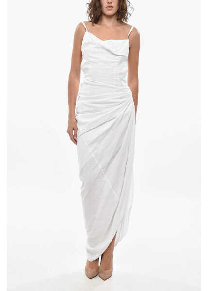 Rochii lungi JACQUEMUS Draped Saudade Midi Dress With Bare Back Design White Femei (BM 19436618) 1