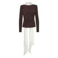 Esarfe Rotate Birger Christensen Brown Top With Scarf Detail Femei