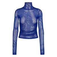 Topuri Rotate Birger Christensen Blue Mesh Top With High Neck Femei
