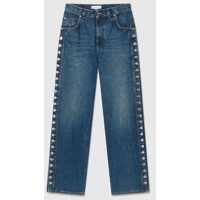 Blugi Stella McCartney Dark Blue Wide Button Up Leg Femei