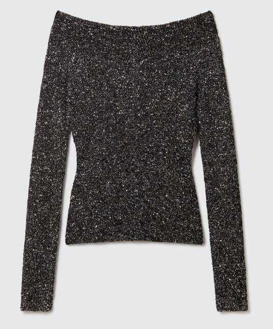 Topuri Stella McCartney Stella McCartney Soft Touch Knitted Sequins Top Black Femei (BM 19438263) 1