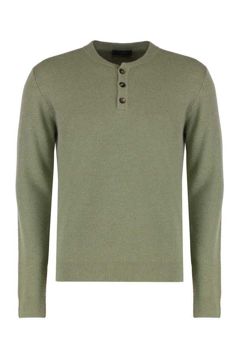 Pulovere Slowear Slowear Sweater With Round Neck In Virgin Wool GREEN Barbati (BM 19438401) 1