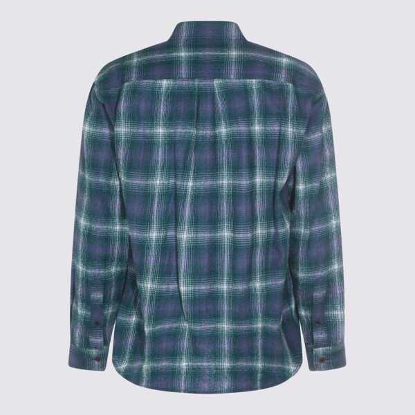 Camasi AURALEE Auralee Blue And Green Wool Shirt FOREST GREEN X NAVY Barbati (BM 19438587) 2